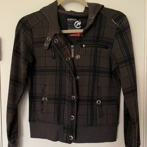 Black & Grey Plaid Hoodie, Ecko, Small